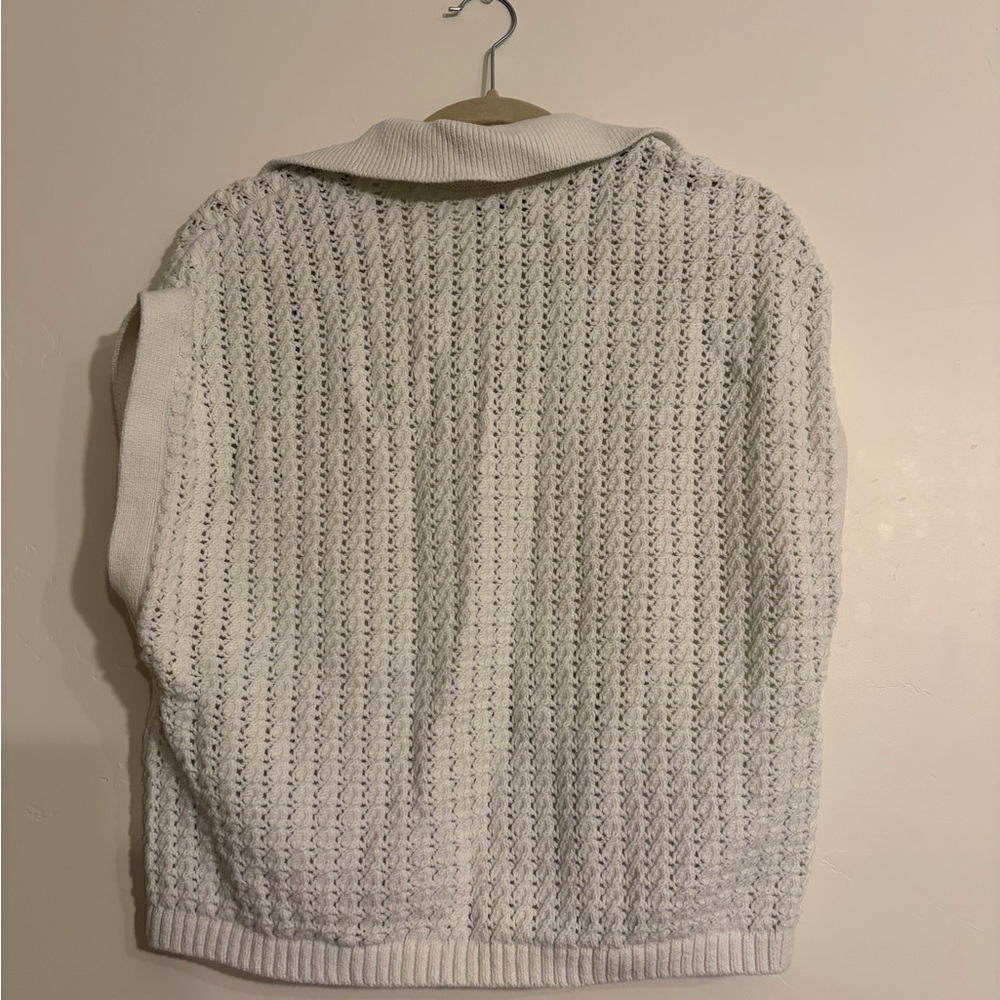 LOFT White Knit Sweater Vest Beachy Summer Light Size Medium - Picture 2 of 8